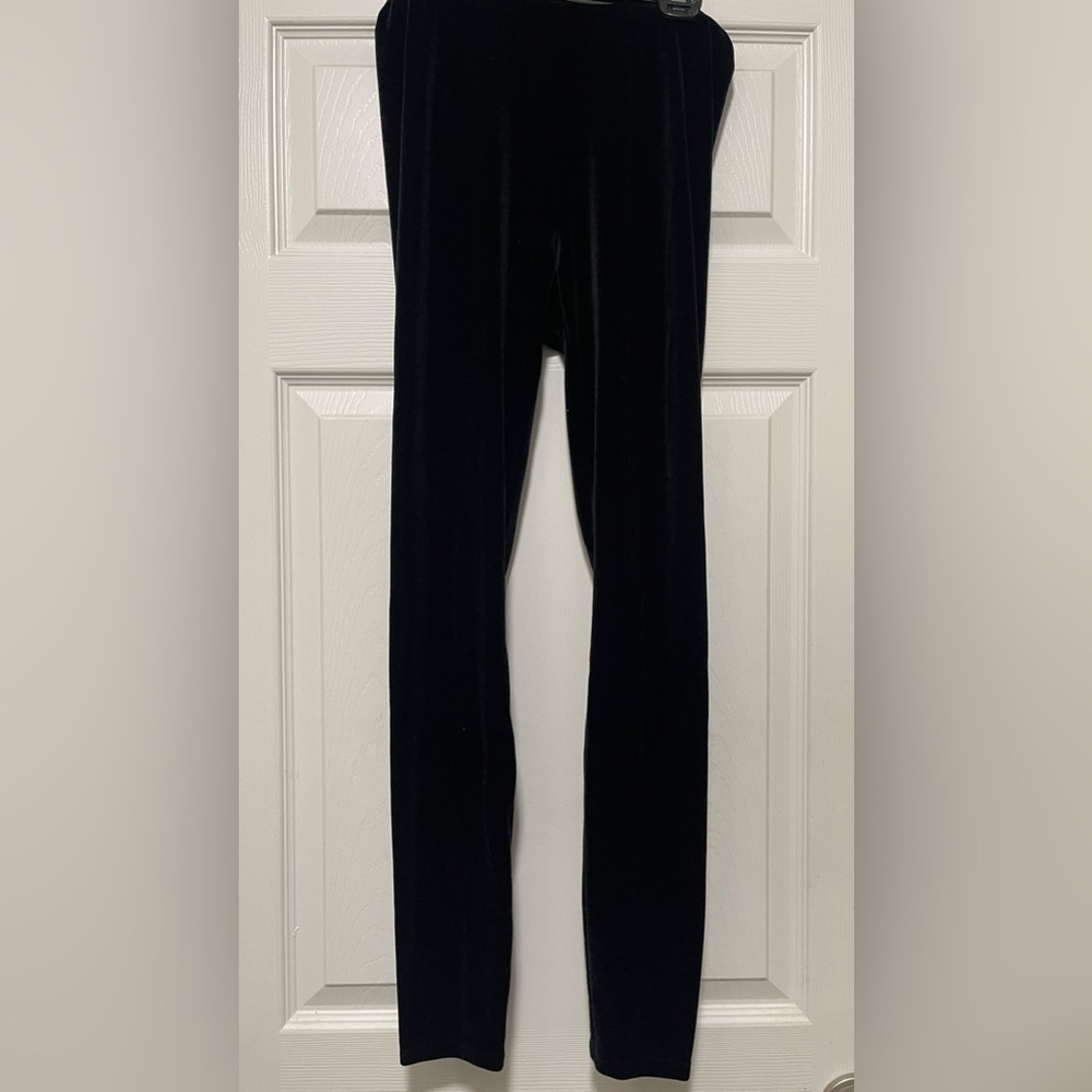 Eileen Fisher Stretch Velour Velvet Pull On Ankle Legging Size XXS/TTP Black - Picture 3 of 8
